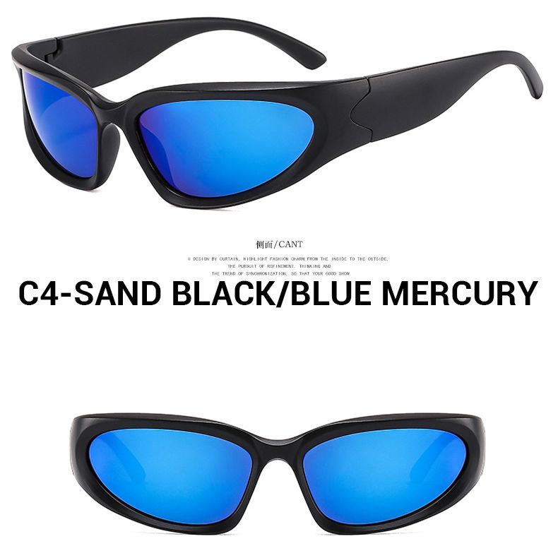 Steampunk แว่นตากันแดด futuristic กีฬา Y2K เฉดสี