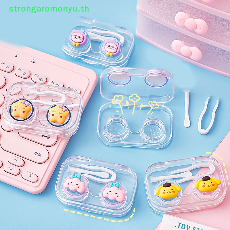 Strongaromonyu กล่องคอนแทคเลนส์ พิมพ์ลายการ์ตูนสุนัขน่ารัก แบบพกพา สําหรับผู้หญิง 1 ชุด