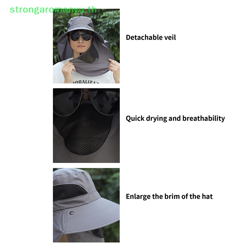 Strongaromonyu หมวกกันแดด ป้องกันรังสียูวี เหมาะกับฤดูร้อน สําหรับผู้ชาย และผู้หญิง เดินป่า ตกปลา