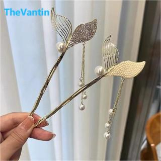 Thevantin กิ๊บติดผมโลหะ ประดับไข่มุก ดอกไม้