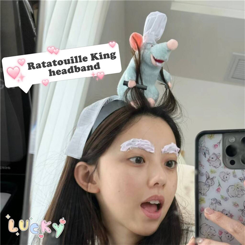 Tiktok Sanrio Ratatouille ที่คาดศีรษะ ตุ๊กตา ผ้ากํามะหยี่ขนนิ่ม กว้าง ของขวัญ สําหรับล้างหน้า