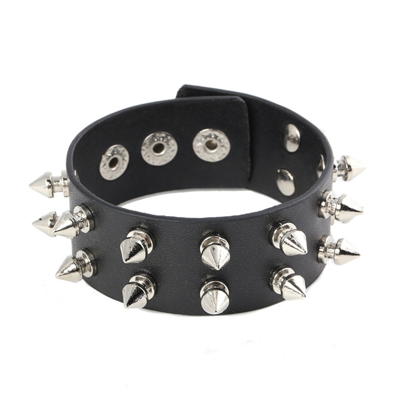 Time Punk สร้อยข้อมือโกธิค เข็มหมุดย้ํา กําไลข้อมือ โลหะ สายรัดข้อมือ ปรับได้