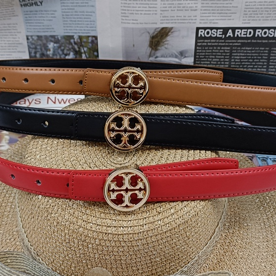 Toryburch เข็มขัดหนัง หัวเข็มขัดโลหะ โลโก้ T คู่ 2.5 ซม. สําหรับผู้หญิง