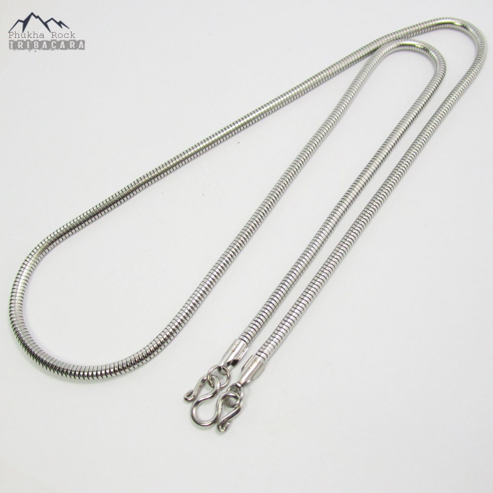 V31 ลายถักเกล็ดงู ขนาด 3.2 มม. ยาว 24 นิ้ว สร้อยคอ ห้อยพระ สร้อยสแตนเลสแท้ สร้อยพระ stainless necklace