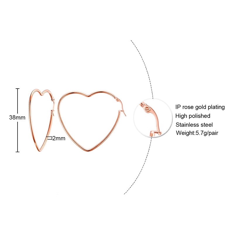 Vnox ต่างหูห่วงรูปหัวใจรัก hyperbolic