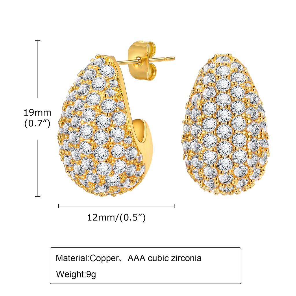 Vnox ต่างหูเพทาย ทอง 18K รูปหยดน้ํา เครื่องประดับ สําหรับผู้หญิง
