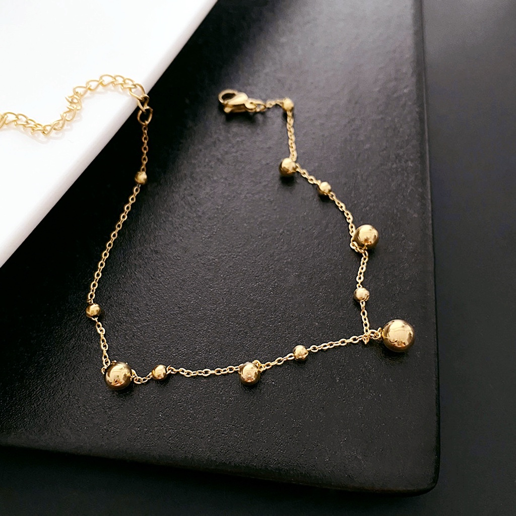 Vnox สร้อยข้อมือ สเตนเลส 18K จี้ลูกบอล สีทอง กันแพ้ เครื่องประดับแฟชั่น สําหรับผู้หญิง
