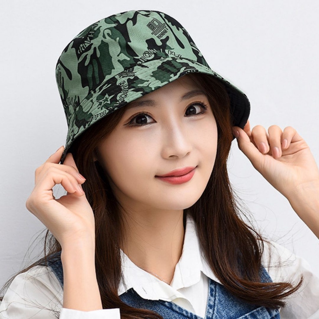 [W0080] หมวกทหาร ลายพราง กันเเดด สุ่มลาย  Bucket hat  แฟชั่น ใส่ได้ทั้งผู้หญิงผู้ชาย