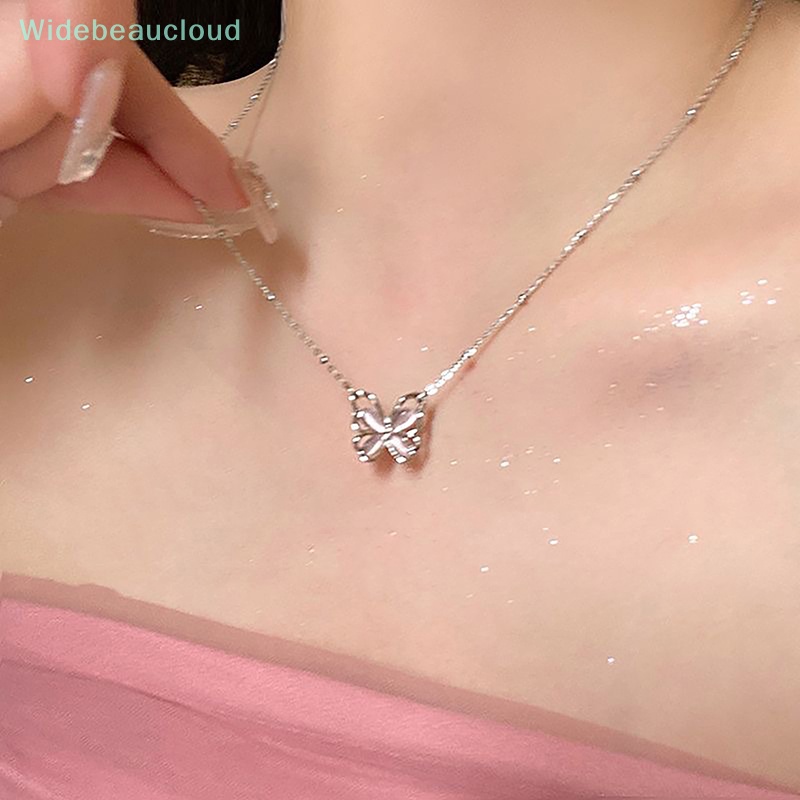 Widebeaucloud สร้อยคอโช้กเกอร์ จี้รูปผีเสื้อ ประดับเพทาย เครื่องประดับแฟชั่นสตรี
