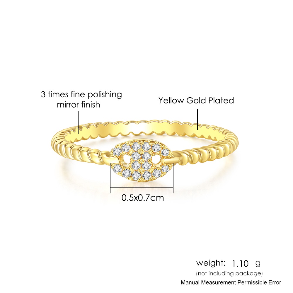 ZHOUYANG Dainty แหวนฝังเพทาย สีทอง เครื่องประดับ ของขวัญ สําหรับผู้หญิง R735
