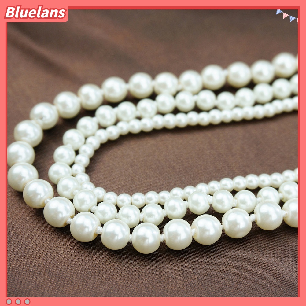 bluelans สร้อยคอยาว ลูกปัดมุกเทียม แบบหลายชั้น ของขวัญเครื่องประดับ แฟชั่นสำหรับผู้หญิง