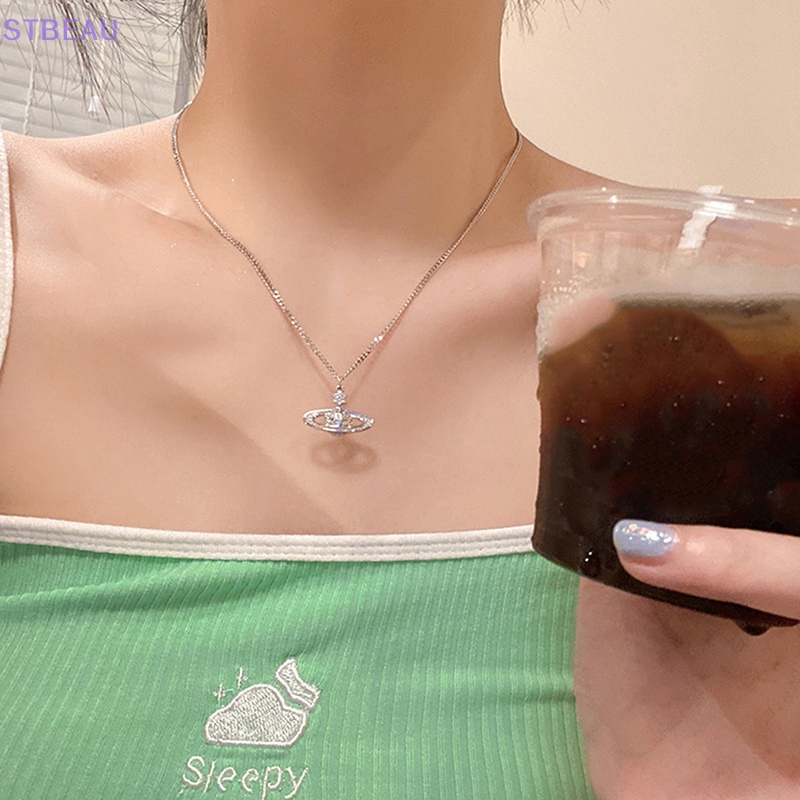 [cxSTBEAU] สร้อยคอโซ่เหล็กไทเทเนียม จี้รูปดาวเคราะห์ เครื่องประดับสําหรับผู้หญิง