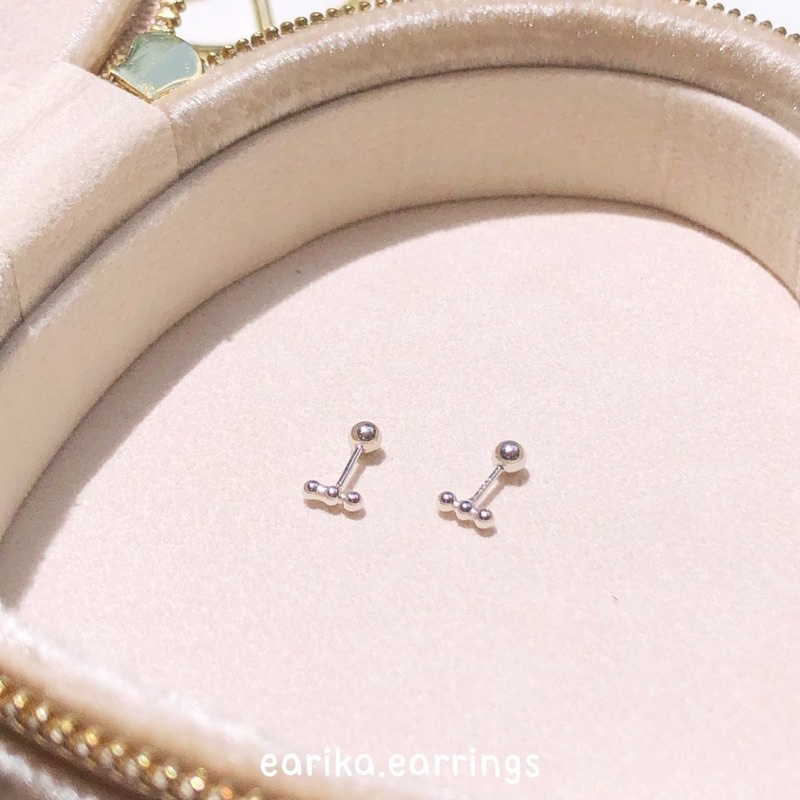 earika.earrings - triple dot piercing จิวหูเม็ดกลมแถวเงินแท้ (ราคาต่อชิ้น) (มีให้เลือก 3 สี) เหมาะสำหรับคนแพ้ง่าย