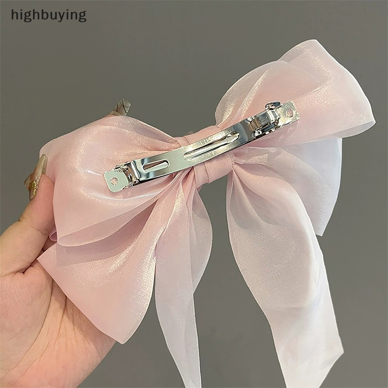 [highbuying] ใหม่ กิ๊บติดผม โบว์ไหมพรม สีดํา สีขาว แฟชั่นฤดูใบไม้ผลิ สําหรับผู้หญิง พร้อมส่ง