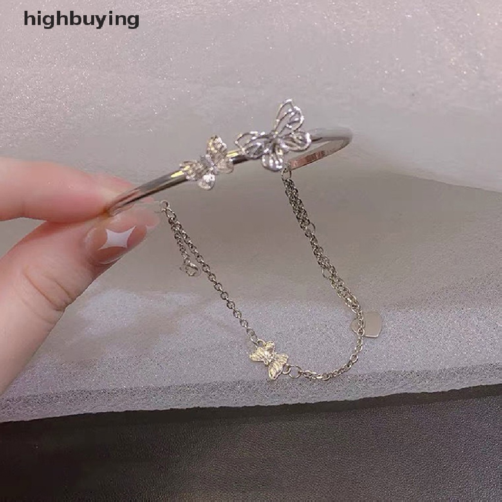 [highbuying]สร้อยข้อมือโซ่ สองชั้น ประดับโบว์ สไตล์เกาหลี แฟรี่ ไฮเอนด์ แฟชั่นสําหรับผู้หญิง