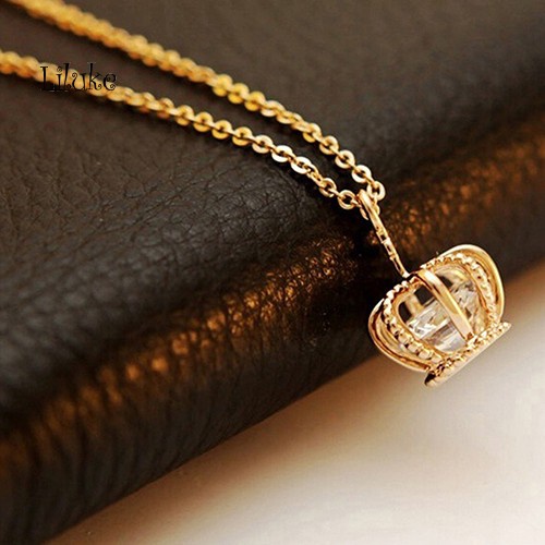 (lk) สร้อยคอจี้รูปมงกุฎเงา cz cubic zirconia