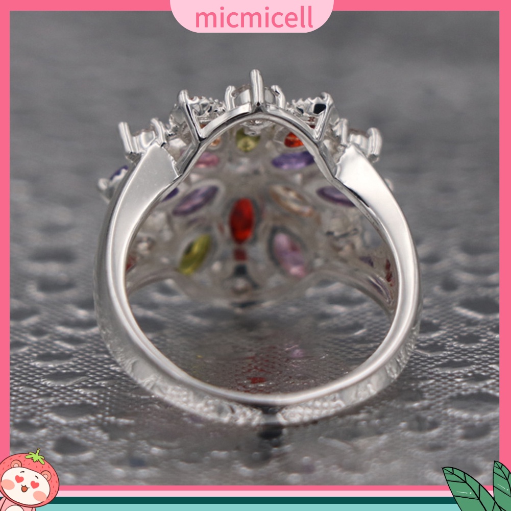 (micmicell) ของขวัญเครื่องประดับผู้หญิงแหวนหมั้นแต่งงานหลากสี Cubic Zirconia