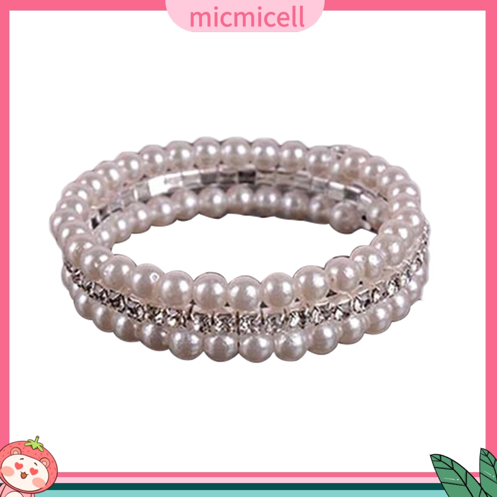(micmicell) สร้อยข้อมือ กําไลข้อมือ ประดับไข่มุกเทียม สีขาว หรูหรา แฟชั่นสําหรับผู้หญิง
