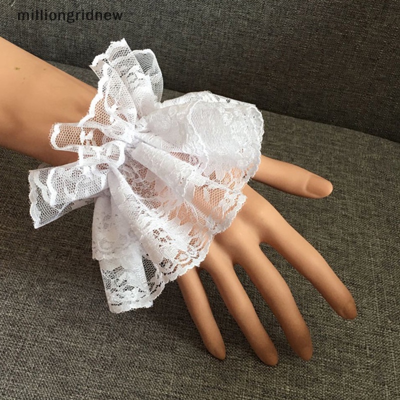 [milliongridnew] ถุงมือลูกไม้ ลายดอกไม้ สีดํา หรูหรา สไตล์โลลิต้า สําหรับผู้หญิง ฮาโลวีน WQL