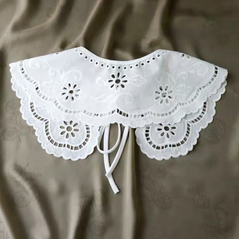 royal French Style Fake Collar Hollow Out Floral Embroiodery Lapel Necklace Shawl Cape