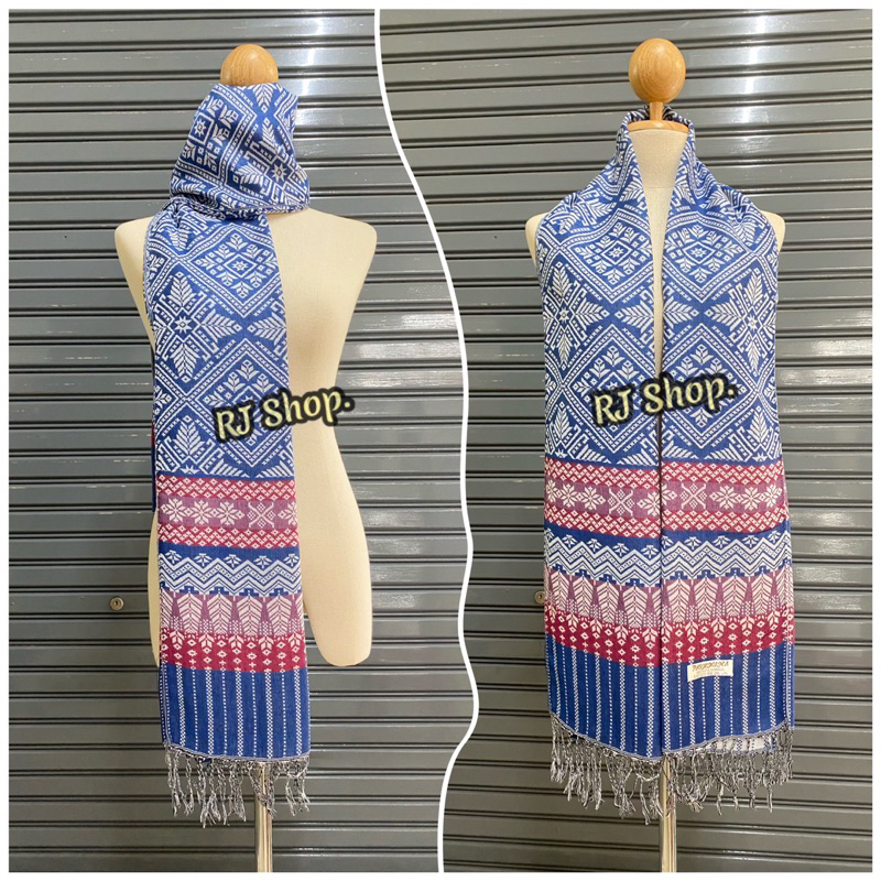 scarf ผ้าคลุมไหล่ ลายไทย โทนสีเข้ม-อ่อน ชื้อเป็นของฝาก ของขวัญ รับไหว้