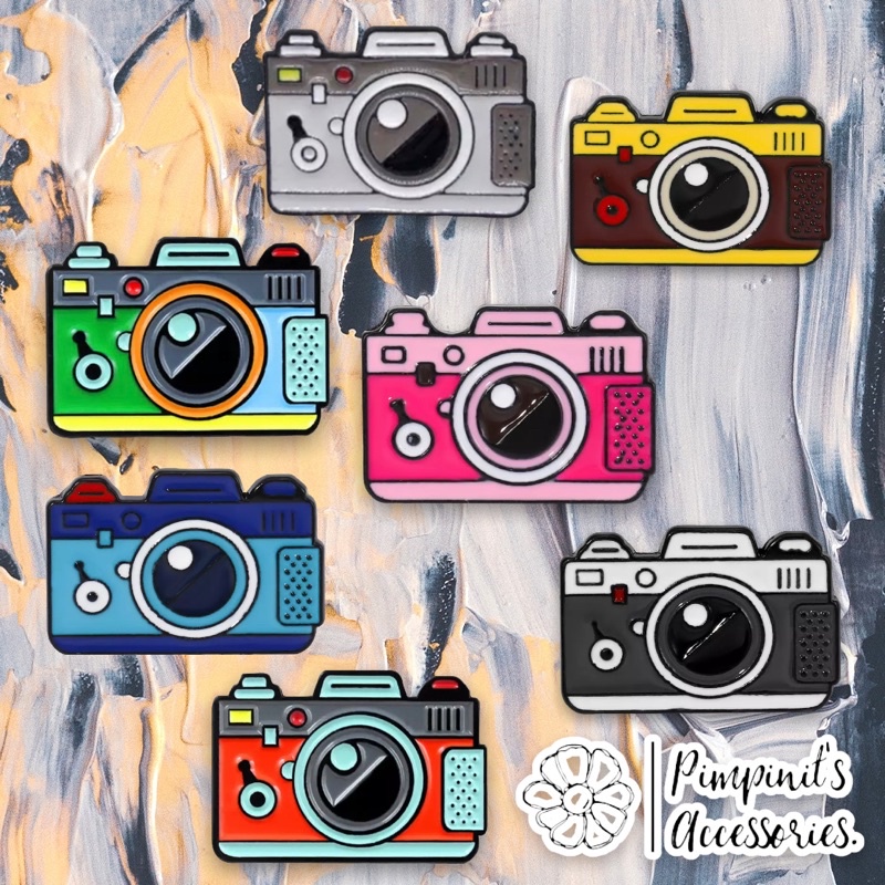 ʕ •ᴥ•ʔ ✿ พร้อมส่ง : เข็มกลัดเซ็ทกล้องถ่ายรูปดิจิตอล | Digital Camera Enamel Brooch Pin Set.