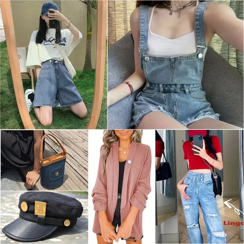 กระดุมโลหะ สไตล์วินเทจ ถอดได้ อุปกรณ์เสริม สําหรับเสื้อแจ็กเก็ต ยีนส์ 10 ชิ้น