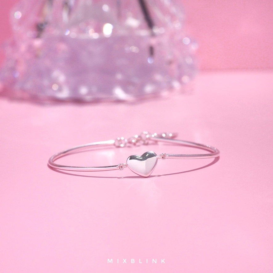 กำไล สร้อยข้อมือ เงินแท้ 92.5% ส่งฟรี EMS ♡ รุ่น Preppy ♡ - หัวใจ