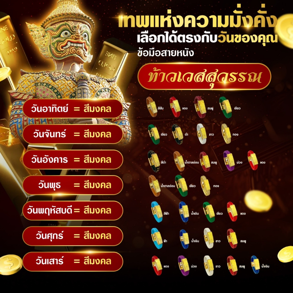 กำไลสายหนัง ท้าวเวสสุวรรณ​ แผ่นทองแท้ 0.2 กรัม ทองคำแท้ 99.99% ไซส์ 15-20 ซม ถูกที่สุด มีใบรับประกัน