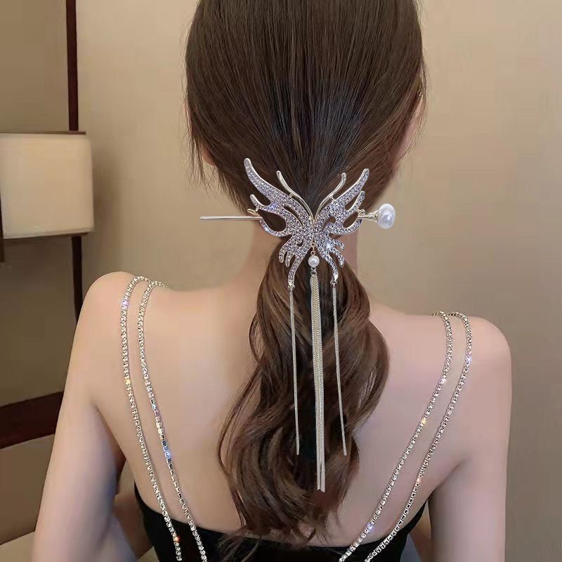 กิ๊บติดผม ประดับมุก พลอยเทียม รูปผีเสื้อ เครื่องประดับ แฟชั่นสําหรับผู้หญิง
