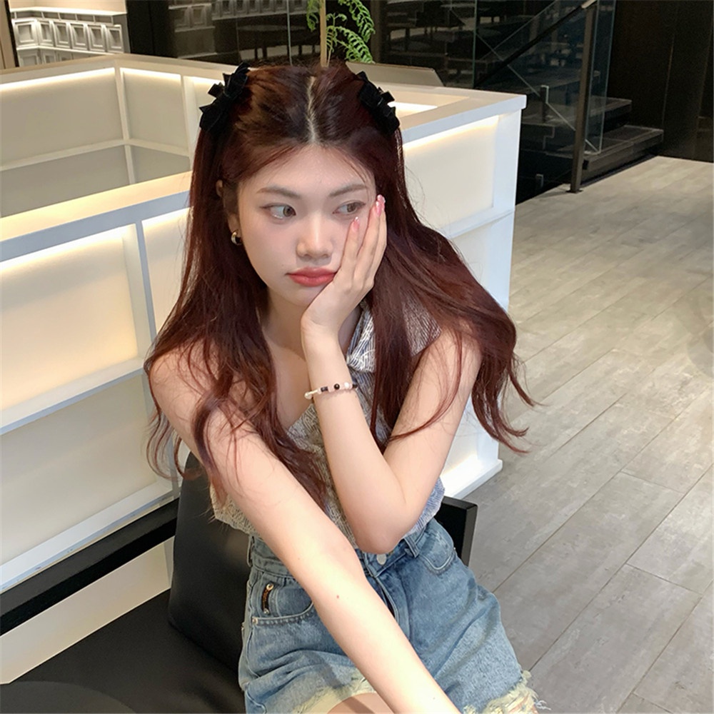 กิ๊บติดผม ผ้ากํามะหยี่ ประดับโบว์ ขนาดเล็ก สไตล์ฝรั่งเศส เรโทร สําหรับผู้หญิง Y2K 1 คู่
