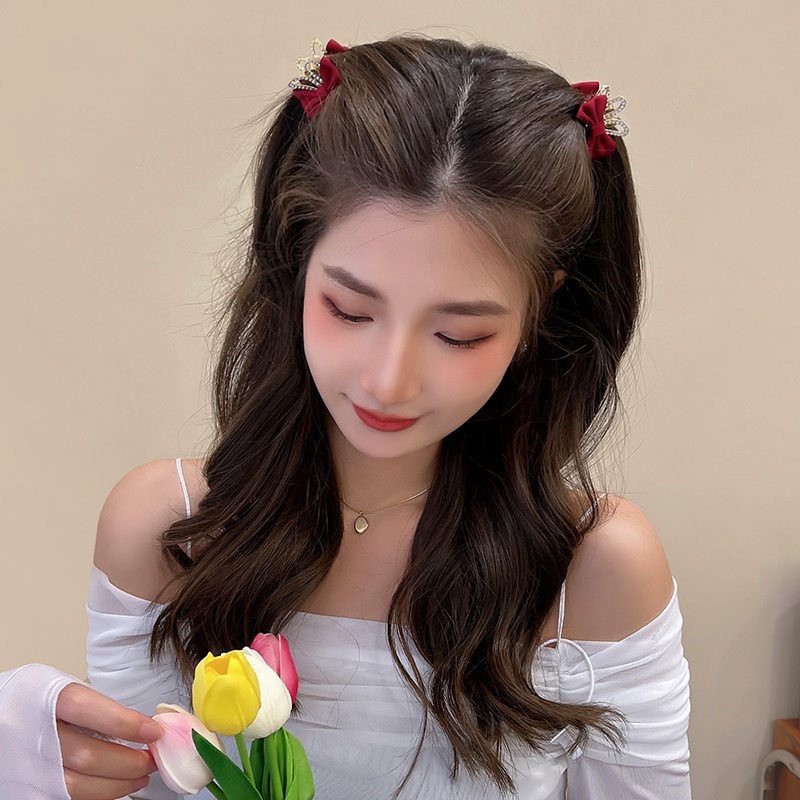 กิ๊บติดผม รูปมงกุฎ ประดับโบว์ และเพชร ขนาดเล็ก สไตล์เจ้าหญิง สําหรับผู้หญิง