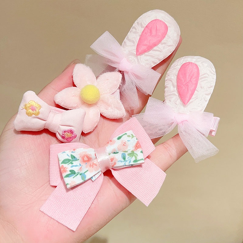กิ๊บติดผม รูปหูกระต่ายน่ารัก เครื่องประดับ สําหรับเด็กผู้หญิง จํานวน 8 ชิ้น
