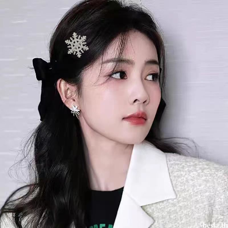 กิ๊บติดผม รูปเกล็ดหิมะ ประดับเพชร ระดับไฮเอนด์ แฟชั่นฤดูใบไม้ร่วง และฤดูหนาว 2023