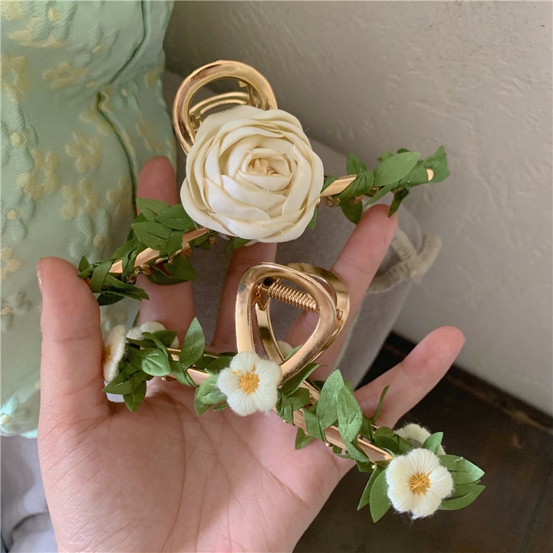 กิ๊บติดผม ลายดอกไม้ เถาวัลย์สีเขียว สไตล์ฝรั่งเศส แฟชั่นใหม่ สําหรับผู้หญิง 2022