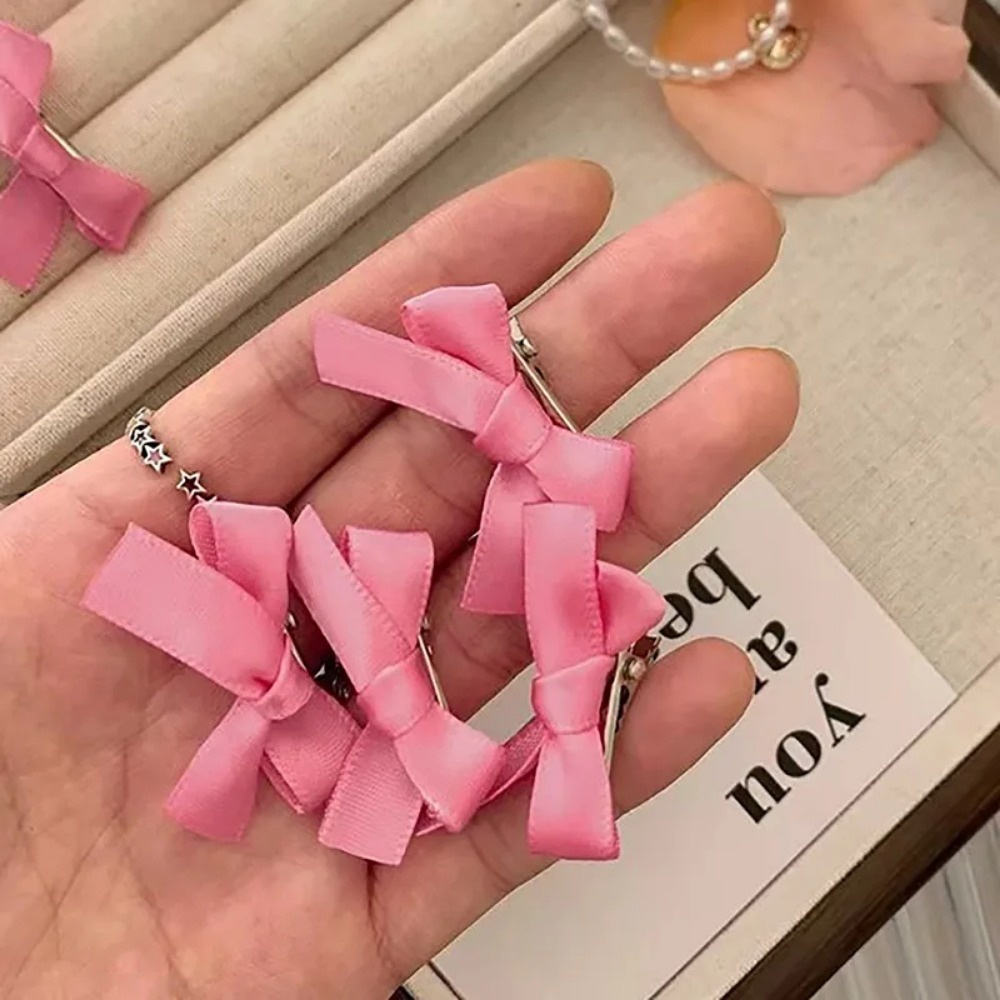 กิ๊บติดผม โบว์ริบบิ้น ขนาดเล็ก สีชมพู สไตล์เกาหลี แฟชั่นยอดนิยม สําหรับผู้หญิง Y2k