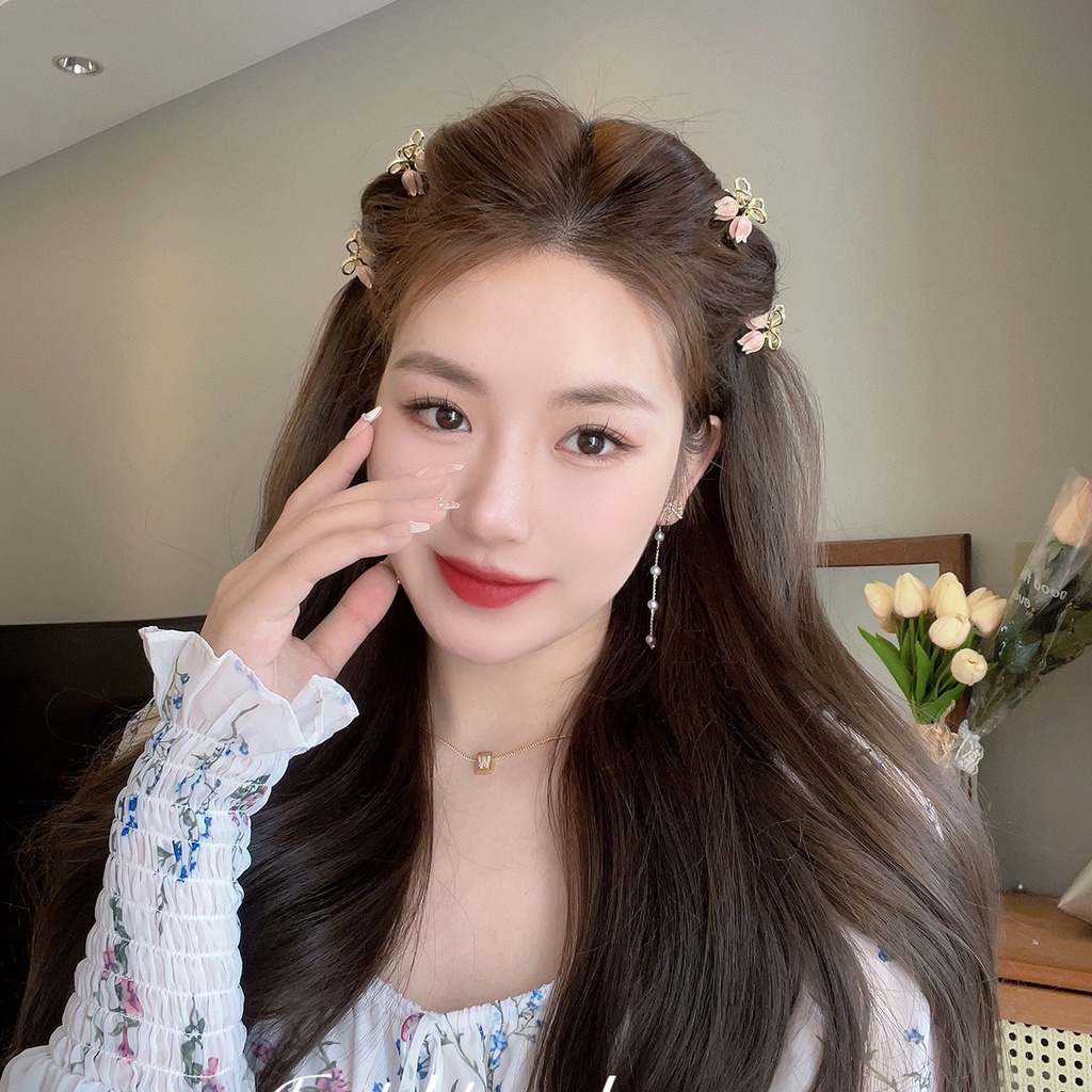 กิ๊บติดผม โลหะผสม พลอยเทียม รูปผีเสื้อ ดอกไม้ ขนาดเล็ก เครื่องประดับ สําหรับผู้หญิง