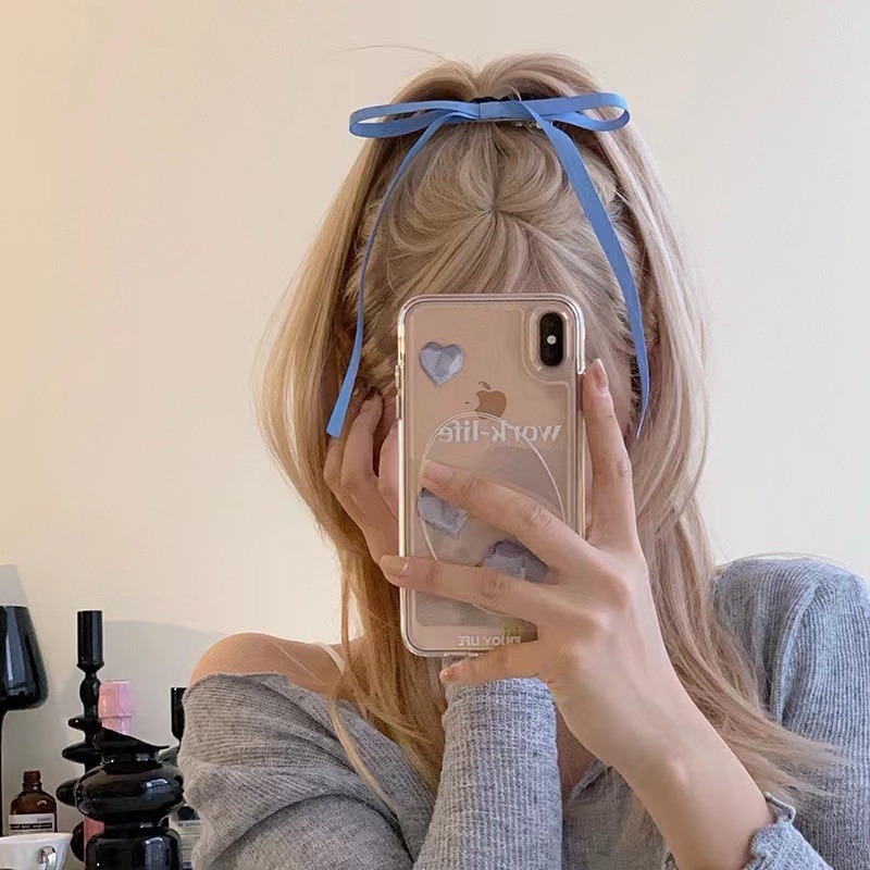 กิ๊บริบบิ้นโบว์ริบบิ้น สีแดง สีขาว สีดํา สีฟ้า สไตล์ใหม่ สําหรับผู้หญิง