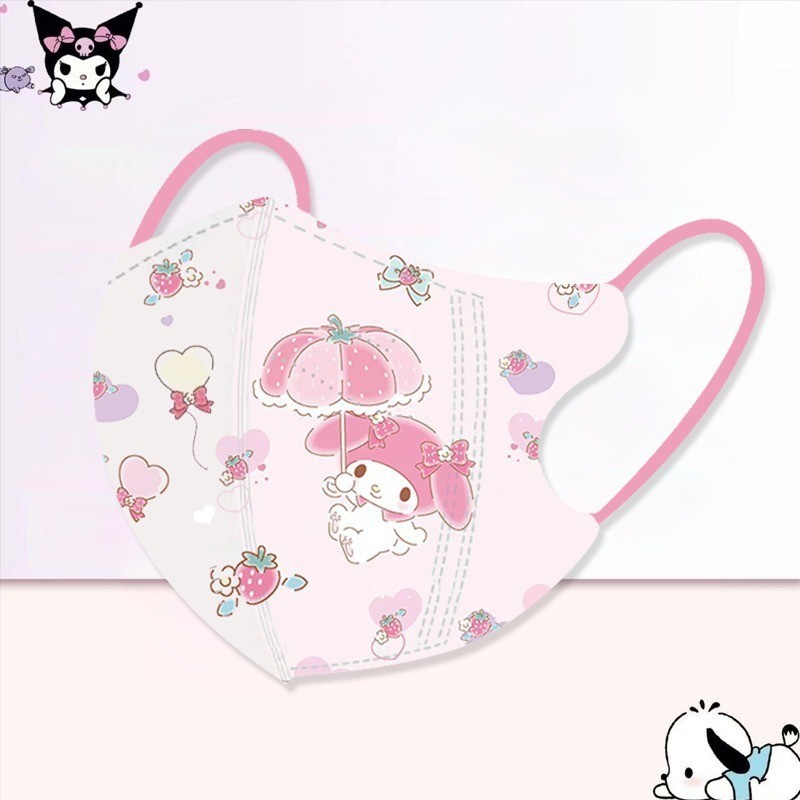 ขายดี หน้ากากอนามัย ลายการ์ตูน Melody Cinnamoroll 3d 4D หลากสี สําหรับเด็กผู้หญิง 3-12 ปี zg999thmask 50 ชิ้น