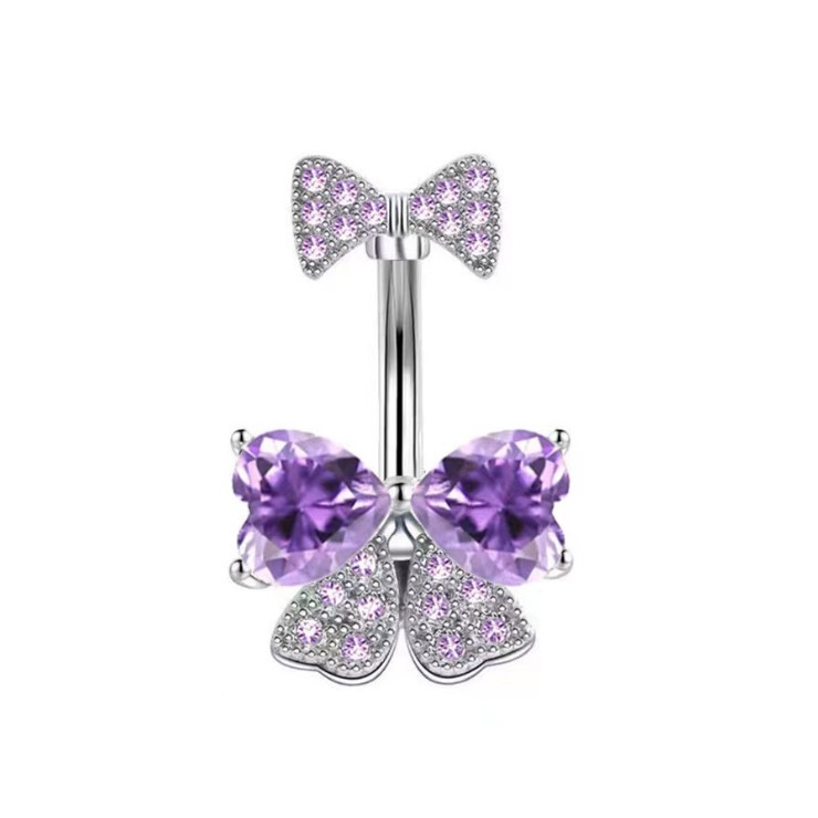 จิวสะดือ Zircon Bowknot Crystal Belly Button Rings Body Jewelry For Women Fashion Body Piercing Jewelry Piercing Navel