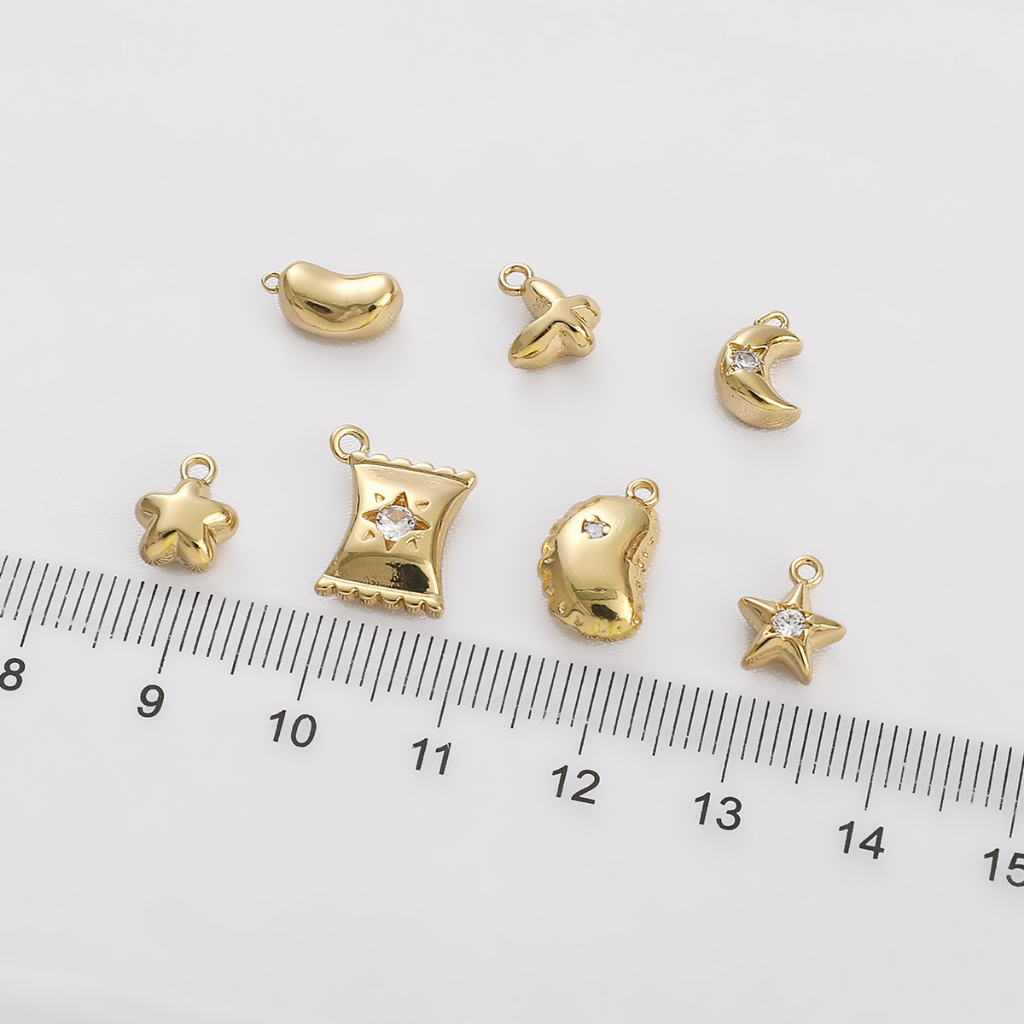 จี้รูปดาว ดวงจันทร์ ผีเสื้อ ชุบทอง 14k เครื่องประดับแฟชั่น DIY