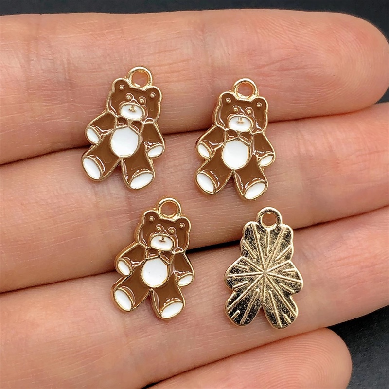 จี้รูปหมี โลหะผสมเคลือบ สําหรับทําเครื่องประดับ ต่างหู DIY 4 ชิ้น