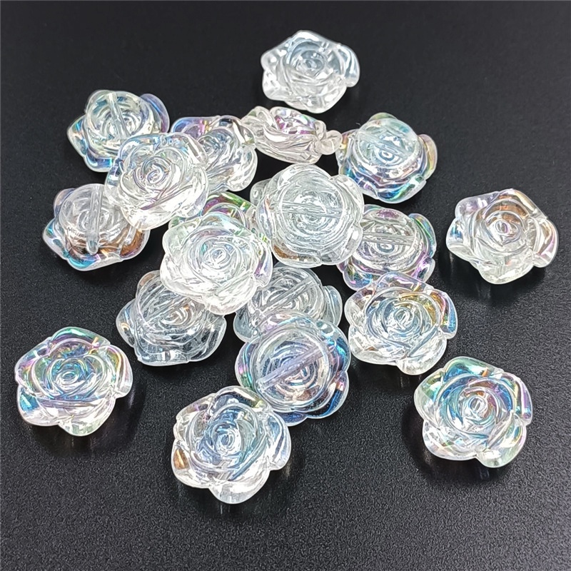 จี้ลูกปัดดอกกุหลาบ AB สีเมจิก สําหรับทําเครื่องประดับ สร้อยข้อมือ สร้อยคอ DIY 10 ชิ้น