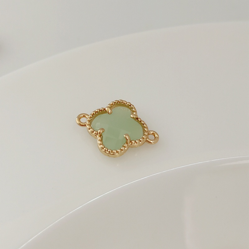 จี้หญ้าสี่แฉก ชุบทอง 14K ประดับเพทาย 12 มม. DIY