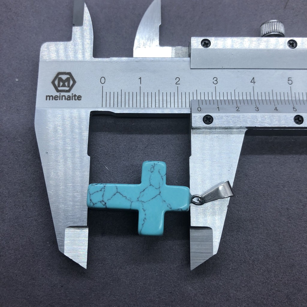จี้หินธรรมชาติข้ามจี้อุปกรณ์ DIY สร้อยคอหินทรายสีฟ้าอาเกต Cross pendant
