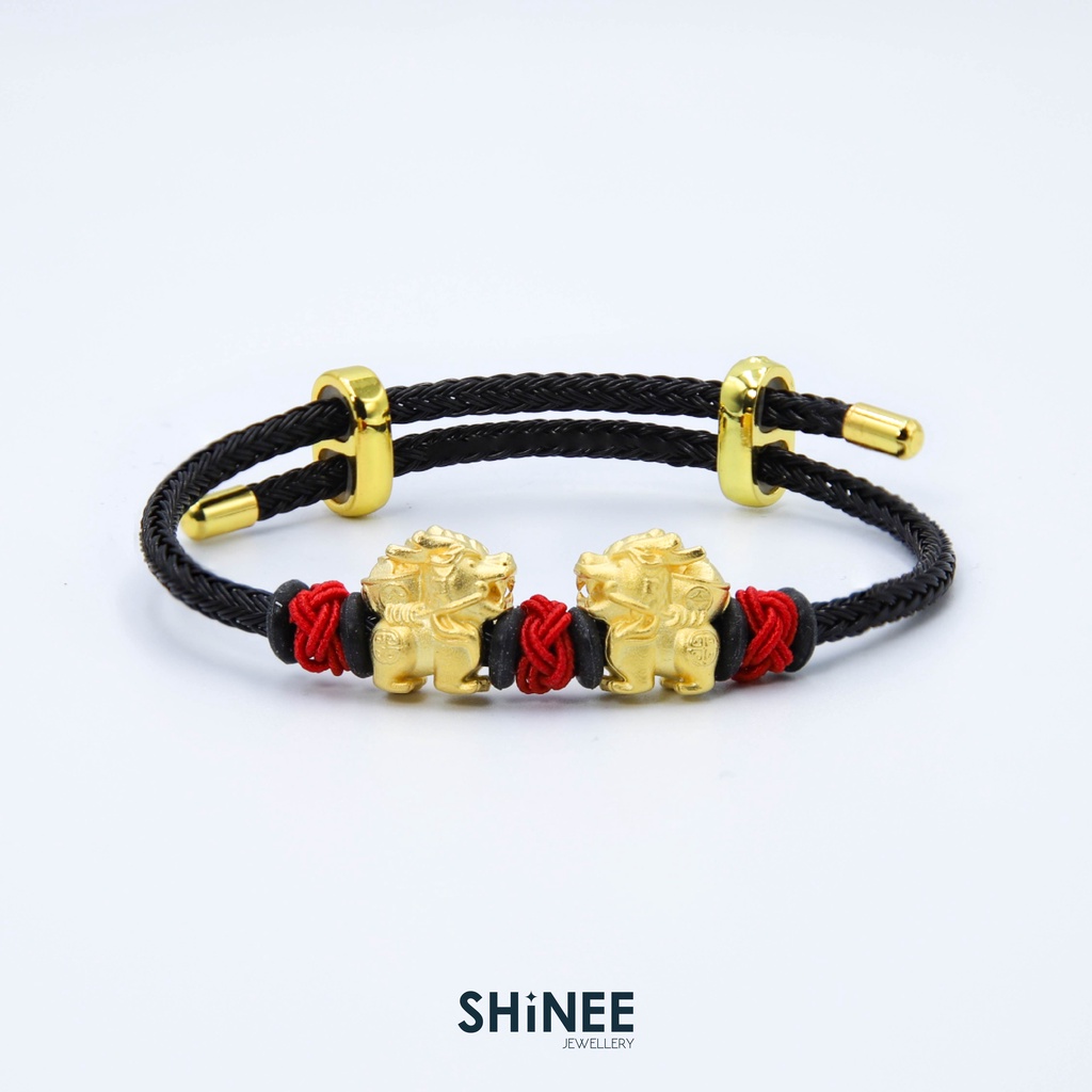 ชาร์มปี่เซียะมงคลคู่ ชุบทอง (ฟรี สายและอุปกรณ์ตกแต่ง) Shinee Jewellery
