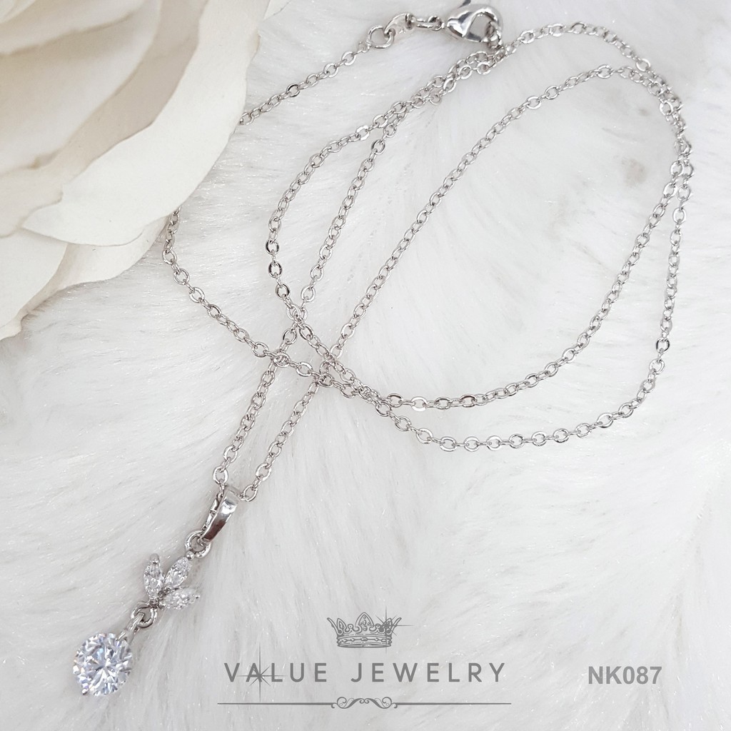 ชุดเซ็ตเครื่องประดับ ดอกไม้ Flower คริสตัลแท้ สร้อย สร้อยคอ ต่างหู เครื่องประดับ Valuejewelry SET007 NK087 ER0655