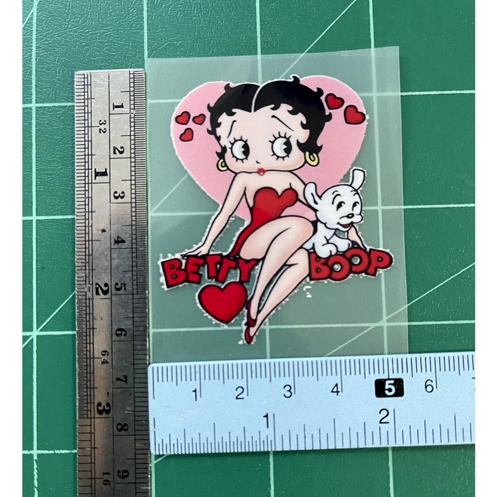 ตัวรีดการ์ตูน Betty Boop ผู้หญิงผมดำเช็กชี่  สติกเกอร์รีดติดเสื้อ