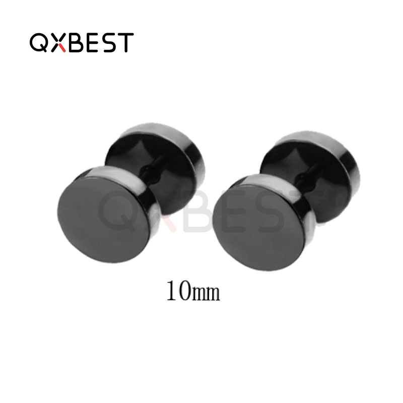 ต่างหู ตุ้มหู จิว ต่างหูผู้ชาย Black Gothic Barbell Earring Fashion Round Plain Men Stud Earring Jewelry - 1 ข้าง