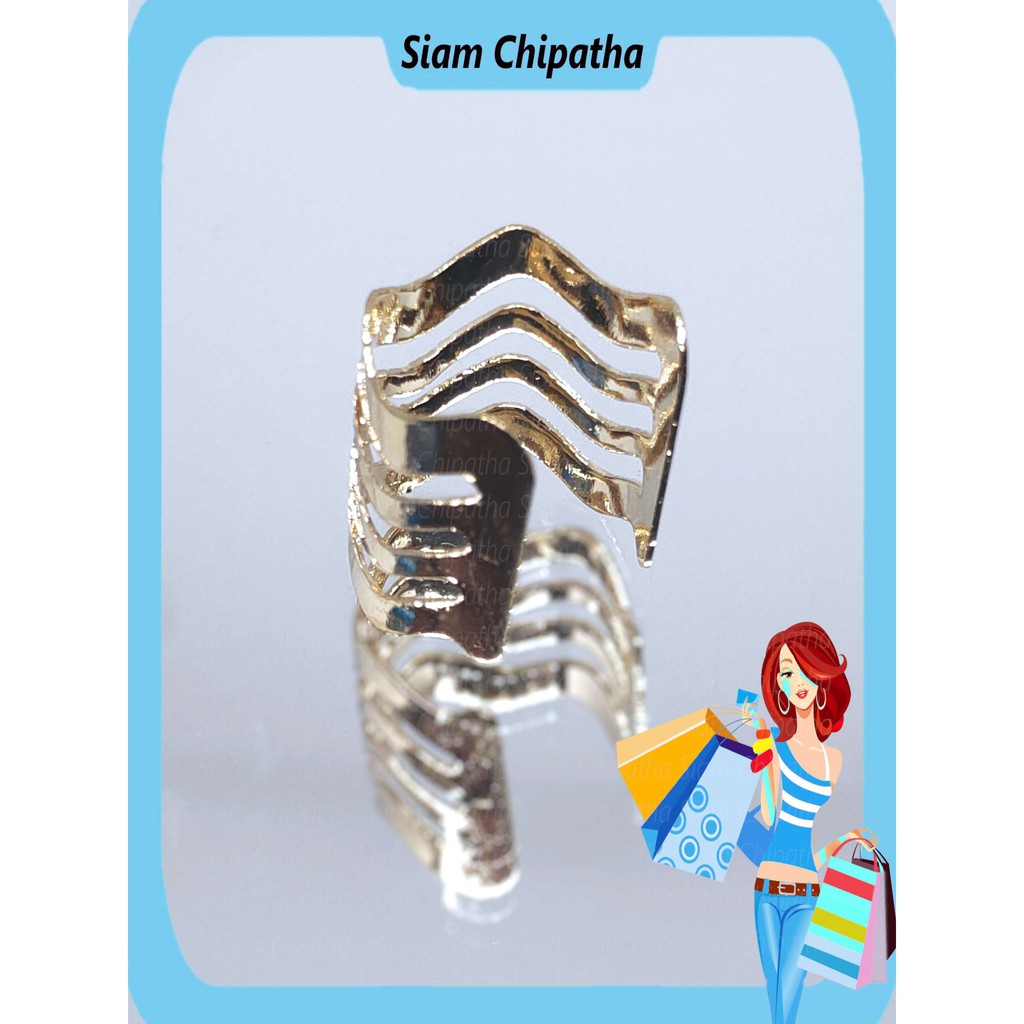 ต่างหู ไม่ต้องเจาะหู ตุ้มหู จิว | CLP . 4W | Punk Rock Ear Clip Cuff Wrap Earrings No piercing | Flat Wave 4 layer - 1 ข้าง